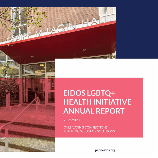 Eidos LGBTQ+ Health Initiative Annual Report Cover 2022-2023