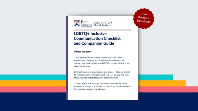 Graphic image of Eidos report titled "LGBTQ+ Inclusive Communication Checklist and Companion Guide"
